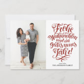 Red Frohe Weihnachen書道写真 シーズンカード (正面)