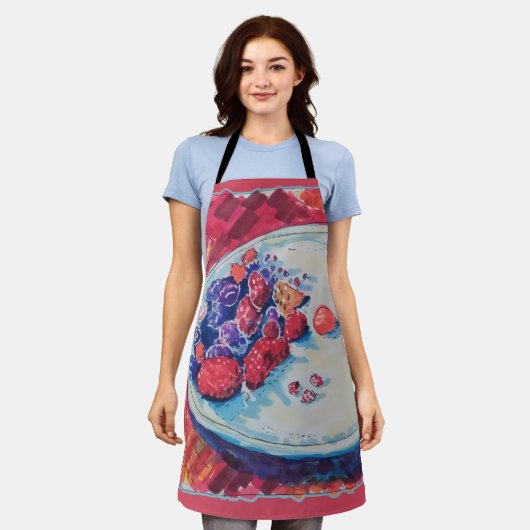 Red Fruits Bowl エプロン (着用した状態)