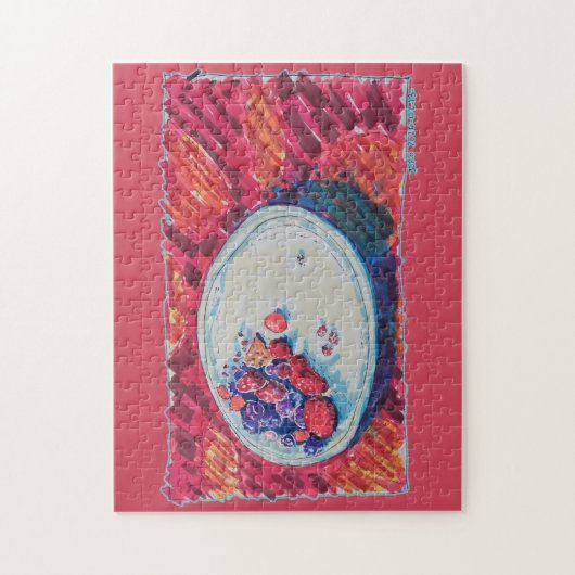 Red Fruits Bowl ジグソーパズル (縦)