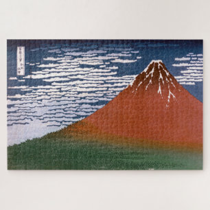 Red Fuji "Fujiyama" Volcano in Japanese Woodcut ジグソーパズル