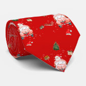 Red funny Happy Santa Christmas gift for husband ネクタイ (ロール)