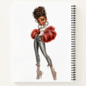 Red Fur Glam Girl Spiral Notebook ノートブック (裏面)