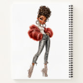 Red Fur Glam Girl Spiral Notebook ノートブック (裏面)