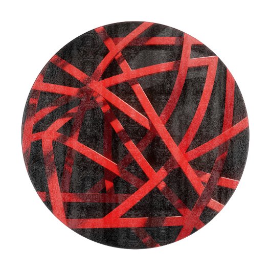 Red Geometric Abstract Chaos カッティングボード (正面)