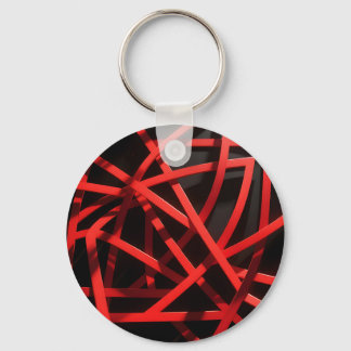 Red Geometric Abstract Chaos キーホルダー