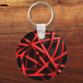 Red Geometric Abstract Chaos キーホルダー (正面)