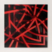 Red Geometric Abstract Chaos ジグソーパズル (横)