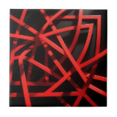 Red Geometric Abstract Chaos タイル (正面)