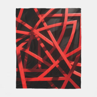 Red Geometric Abstract Chaos フリースブランケット