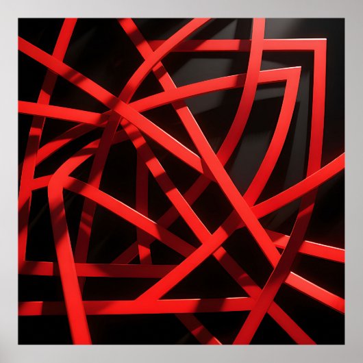 Red Geometric Abstract Chaos ポスター (正面)