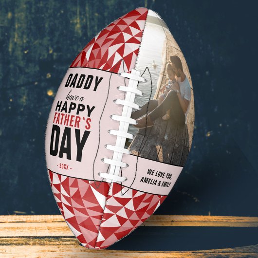 Red Geometric Daddy Happy Father's Day Photo アメリカンフットボール