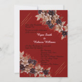 Red Geometric Floral Wedding Invitation 招待状 (正面)