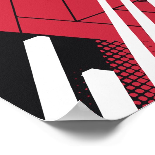 Red Geometric Structure with Shaded Depth ポスター (角)