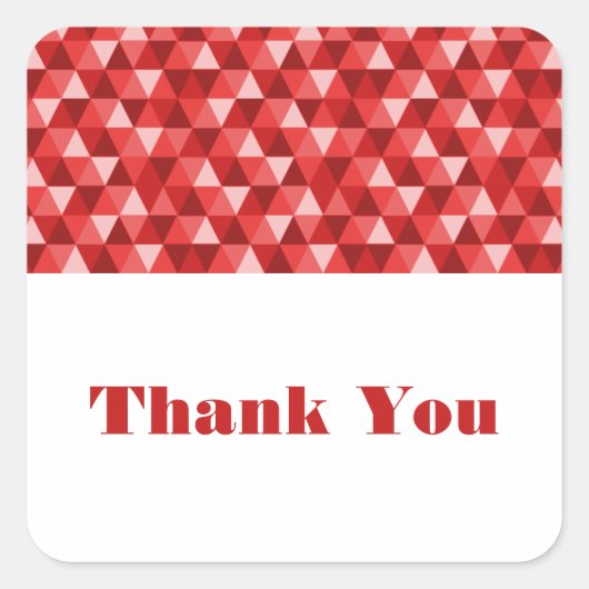 Red Geometric Triangles Thank You Stickers スクエアシール (正面)