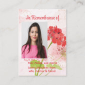 Red Geranium Memorial Pocket Keepsake 名刺 (正面)