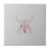 Red Ghost Dance Buffalo gray small tile タイル (正面)