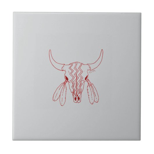 Red Ghost Dance Buffalo gray small tile タイル (正面)