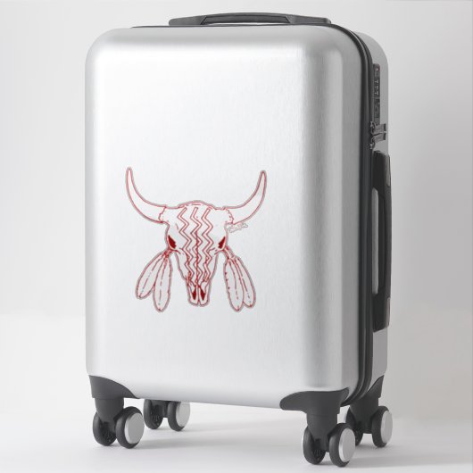 Red Ghost Dance Buffalo red line contour sticker シール (スーツケース)