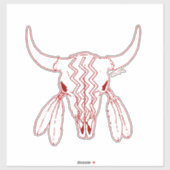 Red Ghost Dance Buffalo red line contour sticker シール (シート)