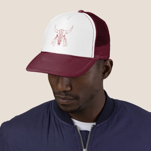 Red Ghost Dance Buffalo white maroon trucker hat キャップ (インサイチュ)