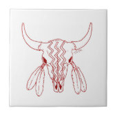 Red Ghost Dance Buffalo white small tile closeup タイル (正面)