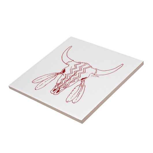 Red Ghost Dance Buffalo white small tile closeup タイル (側面)