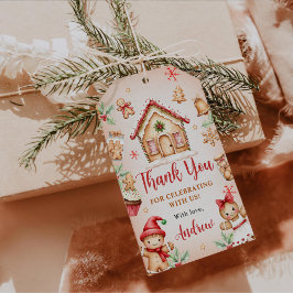 Red Gingerbread House 1st Birthday Party ギフトタグ