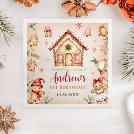 Red Gingerbread House 1st Birthday Party スタンダードカクテルナプキン