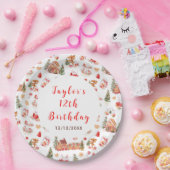 Red Gingerbread House Birthday Party ペーパープレート (パーティー)