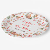 Red Gingerbread House Birthday Party ペーパープレート (アングル)