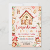 Red Gingerbread House Decorating Holiday Party 招待状 (正面)