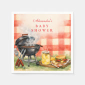 Red Gingham Baby Q Baby Shower スタンダードカクテルナプキン (正面)