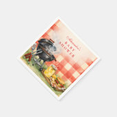 Red Gingham Baby Q Baby Shower スタンダードカクテルナプキン (角)