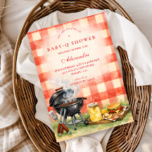 Red Gingham Baby Q Baby Shower