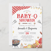 Red Gingham Baby-Q Shower Invitation 招待状 (正面)