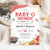 Red Gingham Baby-Q Shower Invitation 招待状