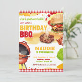 Red Gingham Bbq Barbecue Birthday Party Invitation 招待状 (スタンド正面)