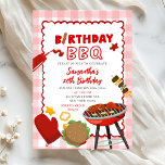 Red Gingham Birthday BBQ invitation 招待状<br><div class="desc">Red Gingham Birthday BBQ invitation,  Summer Outdoor Grill Birthday Invite,  Editable Barbecue Grill Birthday Invite</div>