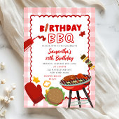 Red Gingham Birthday BBQ invitation 招待状