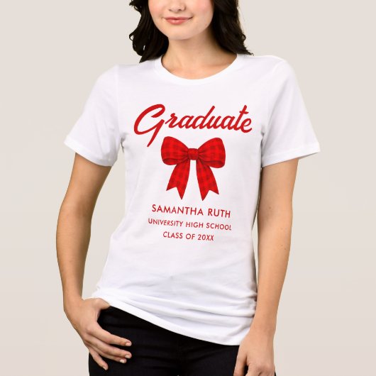 Red Gingham Bow Graduation トライブレンドＴシャツ (正面)