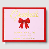 Red Gingham Bow Graduation Party ゲストブック (正面)