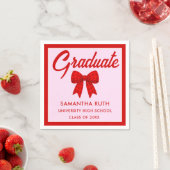 Red Gingham Bow Graduation Party スタンダードカクテルナプキン (インサイチュ)