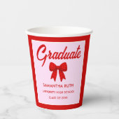 Red Gingham Bow Graduation Party 紙コップ (正面)