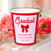 Red Gingham Bow Graduation Party 紙コップ
