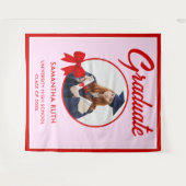 Red Gingham Bow Photo Graduation Backdrop タペストリー (正面(横))