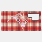 Red Gingham Check Love Ribbon Phone Case Samsung Galaxyケース (裏面横)