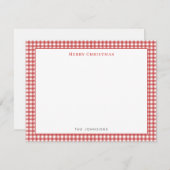 Red gingham Check Merry Christmas Note Card サンキューカード (正面/裏面)