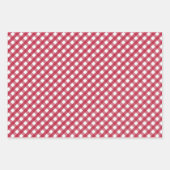 Red Gingham Checks Design ラッピングペーパーシート (正面3)