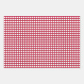 Red Gingham Checks Design ラッピングペーパーシート (正面2)