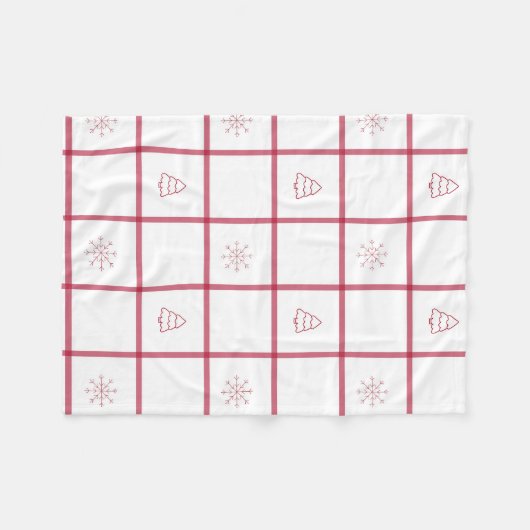 Red Gingham Christmas Pattern フリースブランケット (正面(横))